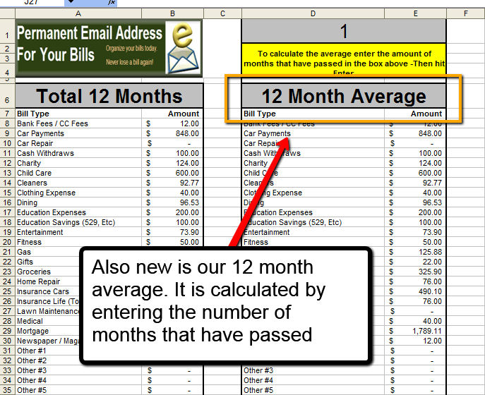 The worksheet now has the ability to calculate the exact average by entering the number of months that have passed