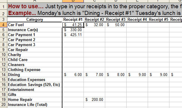 How to keep track of money family budget sheet entry